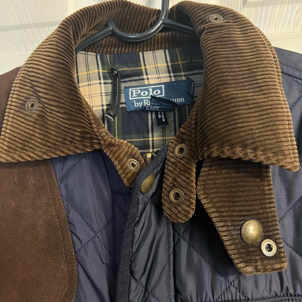 Polo Ralph Lauren Quilted Suede Patch Shooting Hunting Field Barn Jacket Blue- S - Picture 11 of 15
